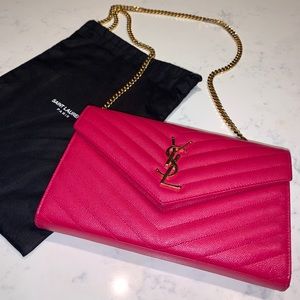 YSL Wallet on Chain (hot pink)